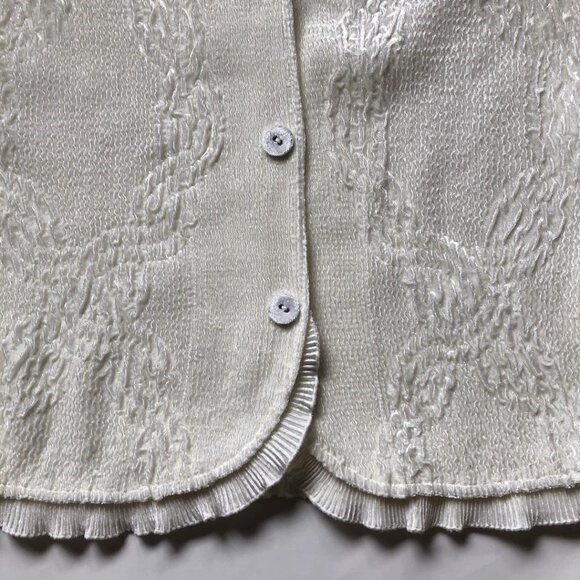 Chico's, Cream, soft, shimmery, chenille-like, textured jacket, Chico's Size 1 - Picture 6 of 7
